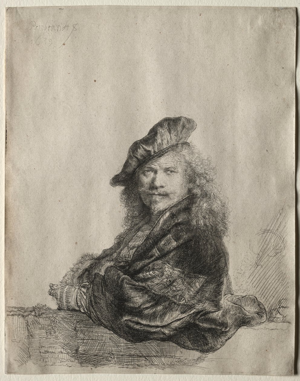 Autoportrét opřený o kamenný parapet, 1639. od Rembrandt van Rijn
