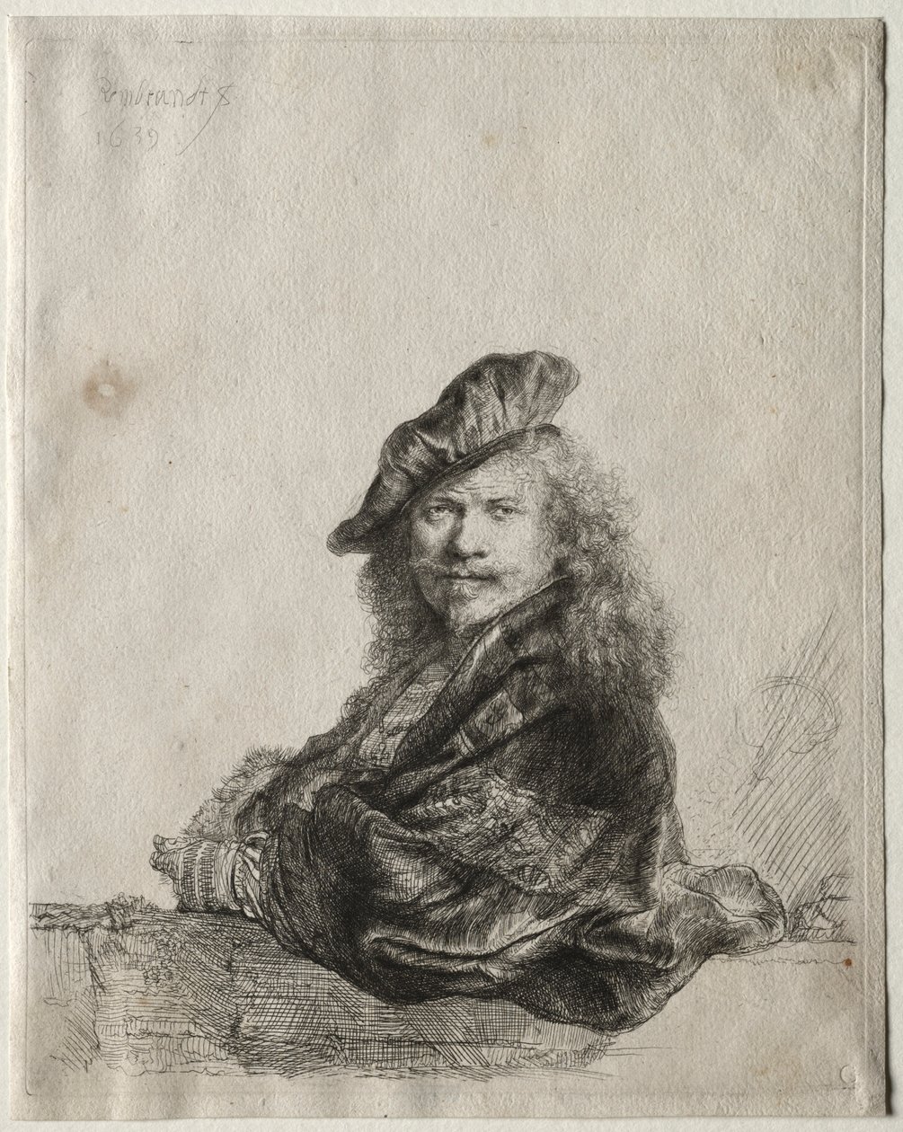 Autoportrét opřený o kamenný parapet, 1639. od Rembrandt van Rijn