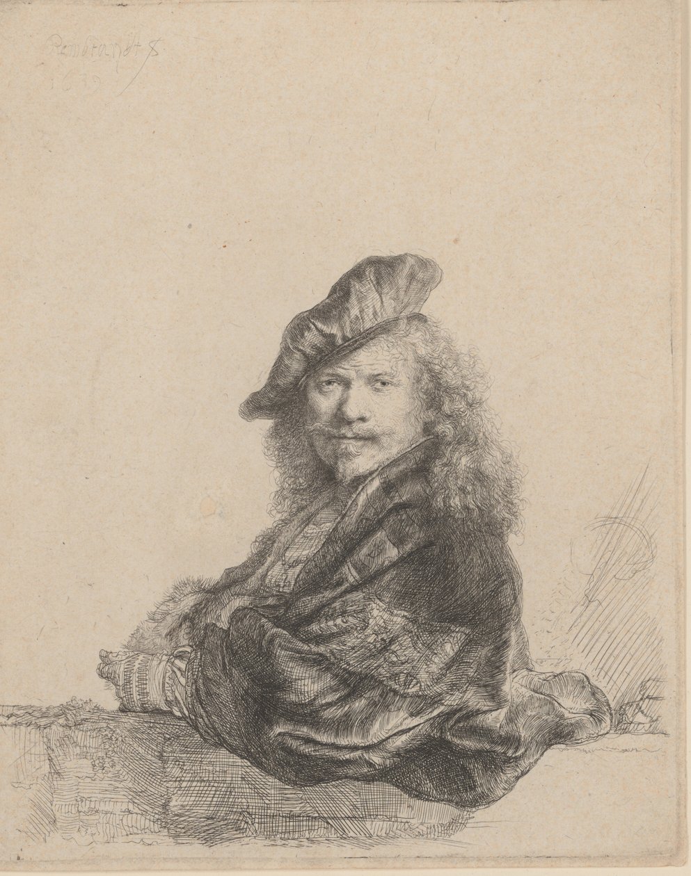 Autoportrét opřený o kamenný parapet, 1639., 1639. od Rembrandt van Rijn