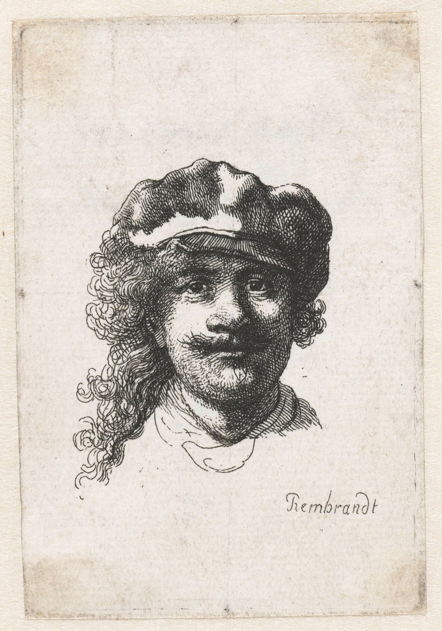 Autoportrét s měkkou čepicí: celý obličej, pouze hlava, c. 1635. od Rembrandt van Rijn