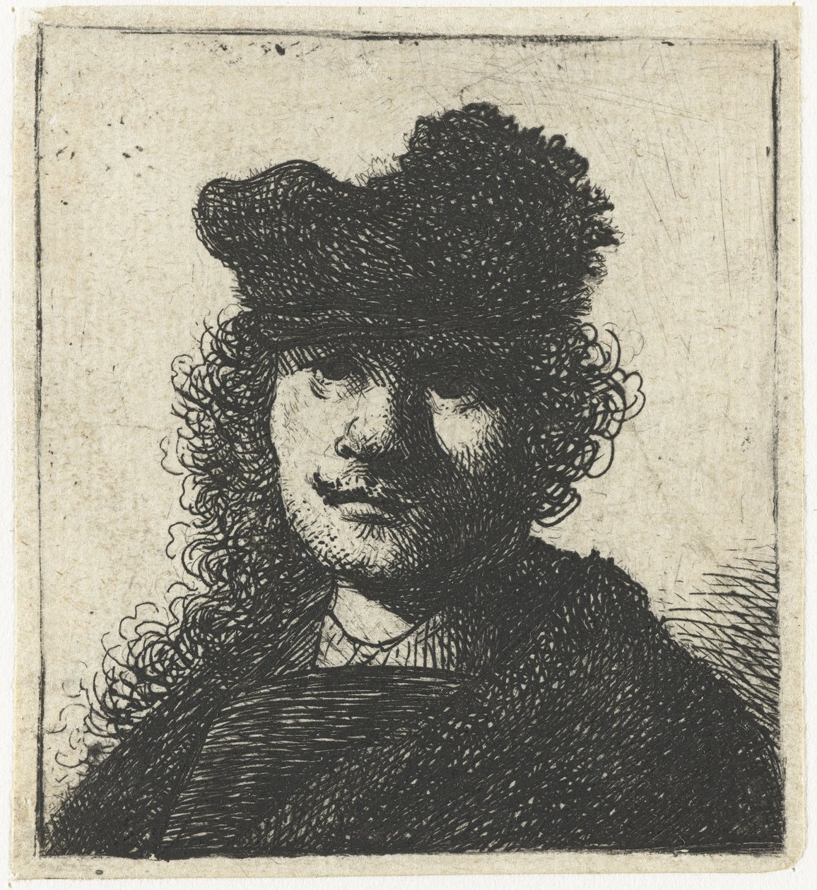 Autoportrét v čepici a tmavém plášti: Busta, cca 1631. od Rembrandt van Rijn