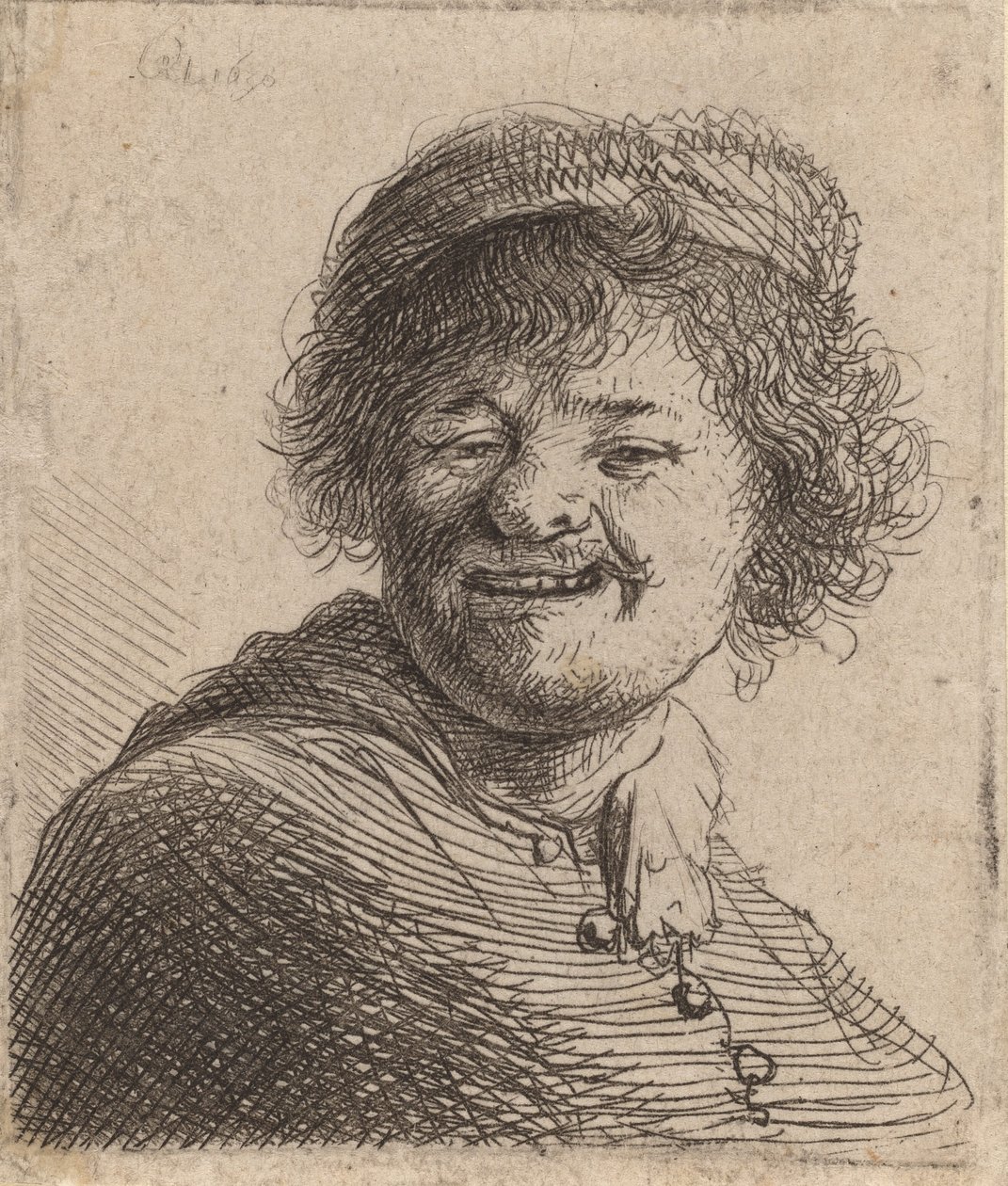 Autoportrét v čepici: Laughing, 1630. od Rembrandt van Rijn