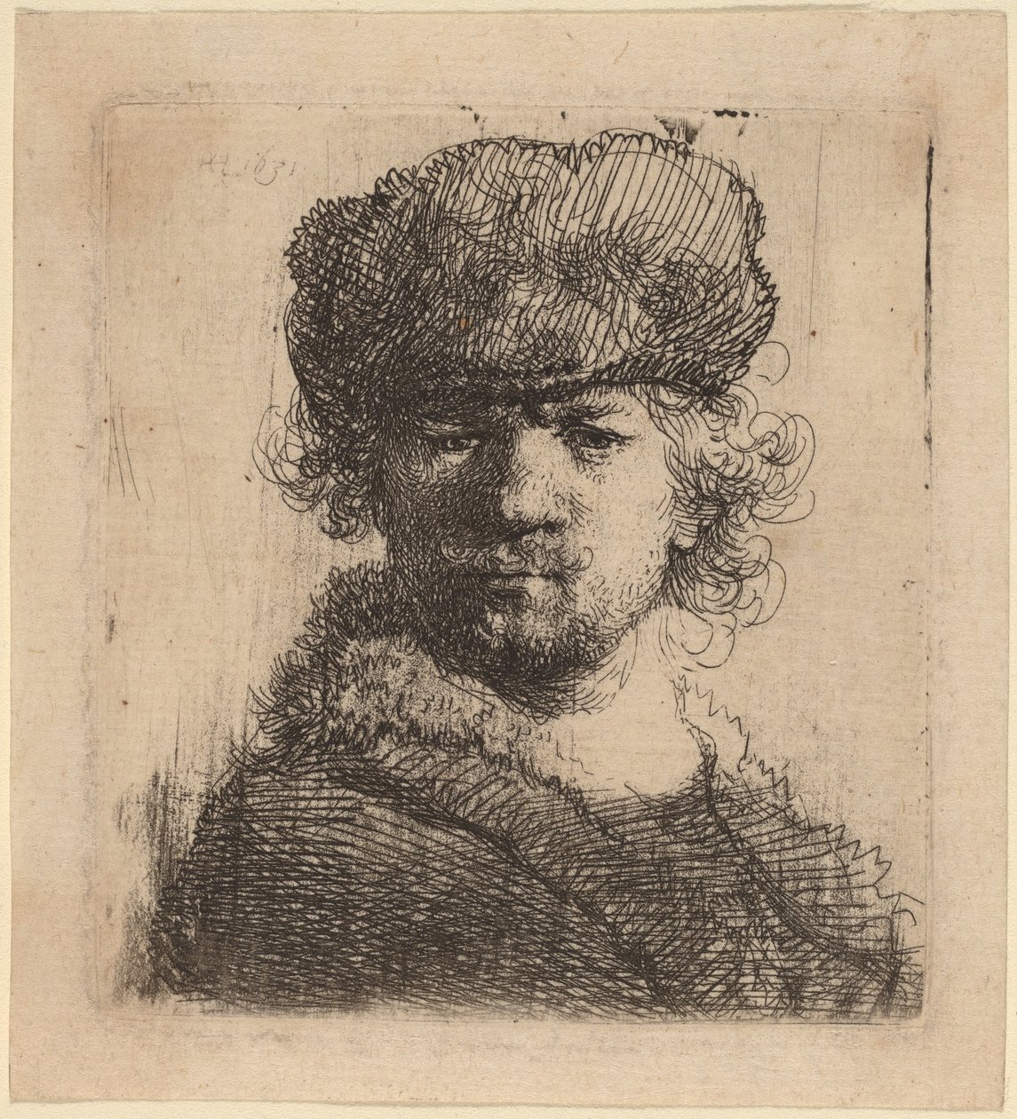 Autoportrét v těžké kožešinové čepici od Rembrandt van Rijn