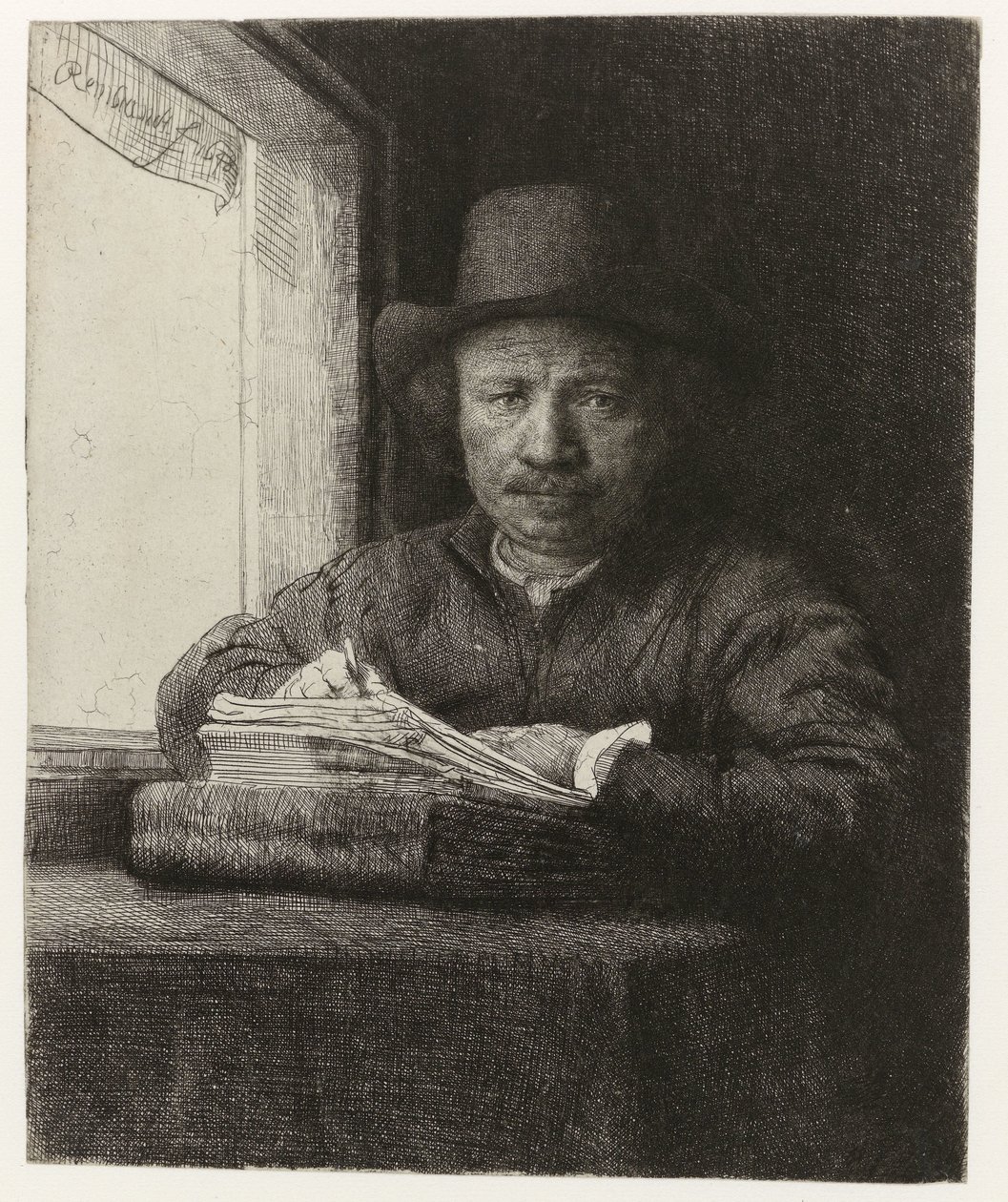 Autoportrét, Lept do okna Autoportrét lept na okno od Rembrandt van Rijn