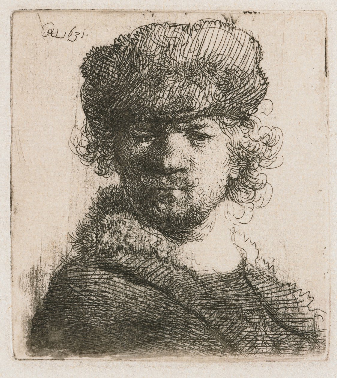 Autoportrét v čepici z těžké kožešiny Autoportrét v těžké kožešinové čepici: poprsí od Rembrandt van Rijn
