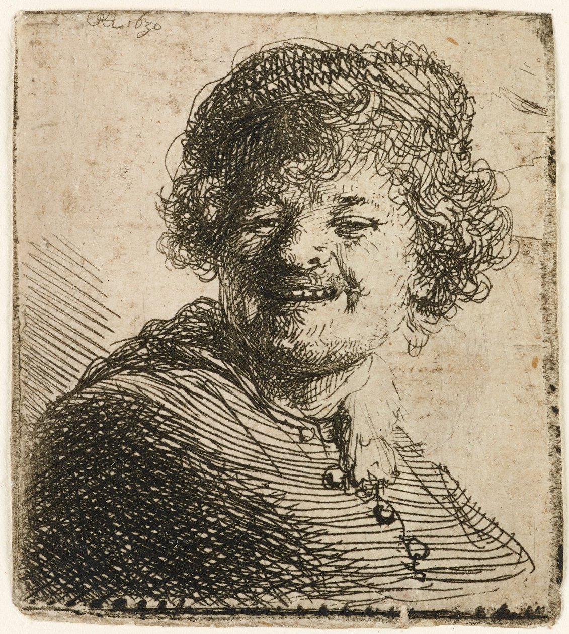 Autoportrét v čepici: smích, 1630. od Rembrandt van Rijn