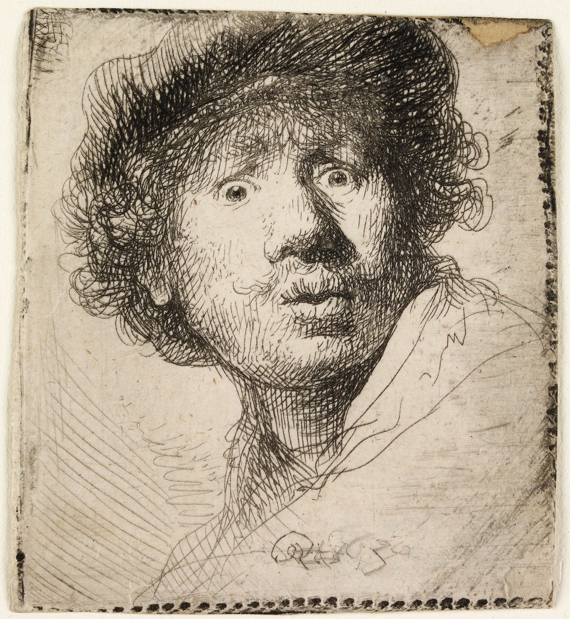 Autoportrét v čepici: s otevřenými ústy, 1630. od Rembrandt van Rijn