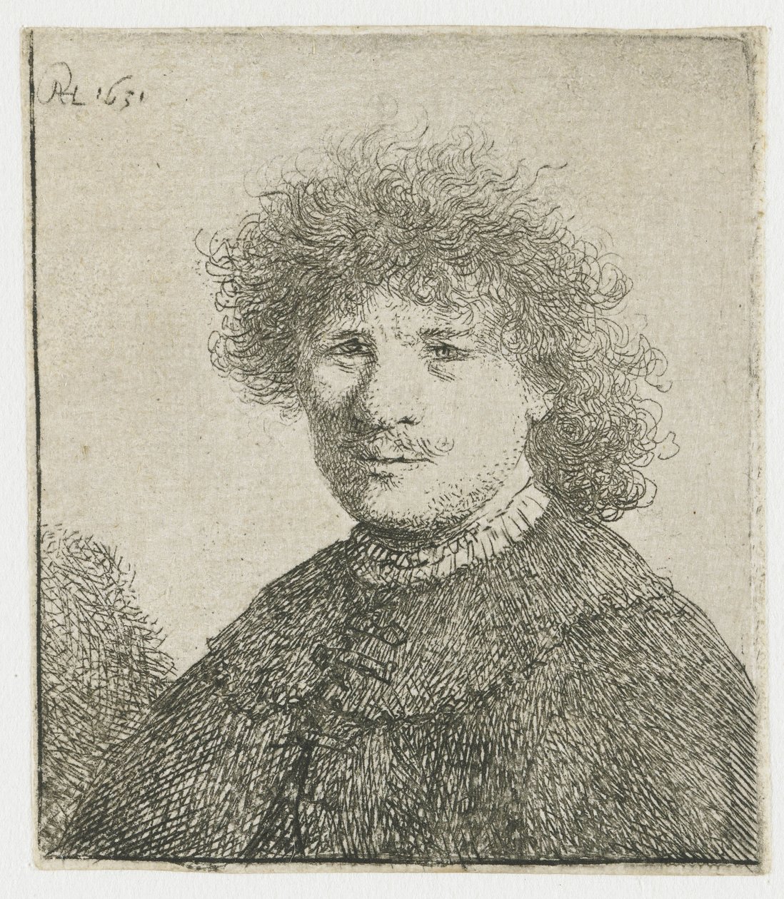 Autoportrét v plášti s padacím límcem: poprsí od Rembrandt van Rijn