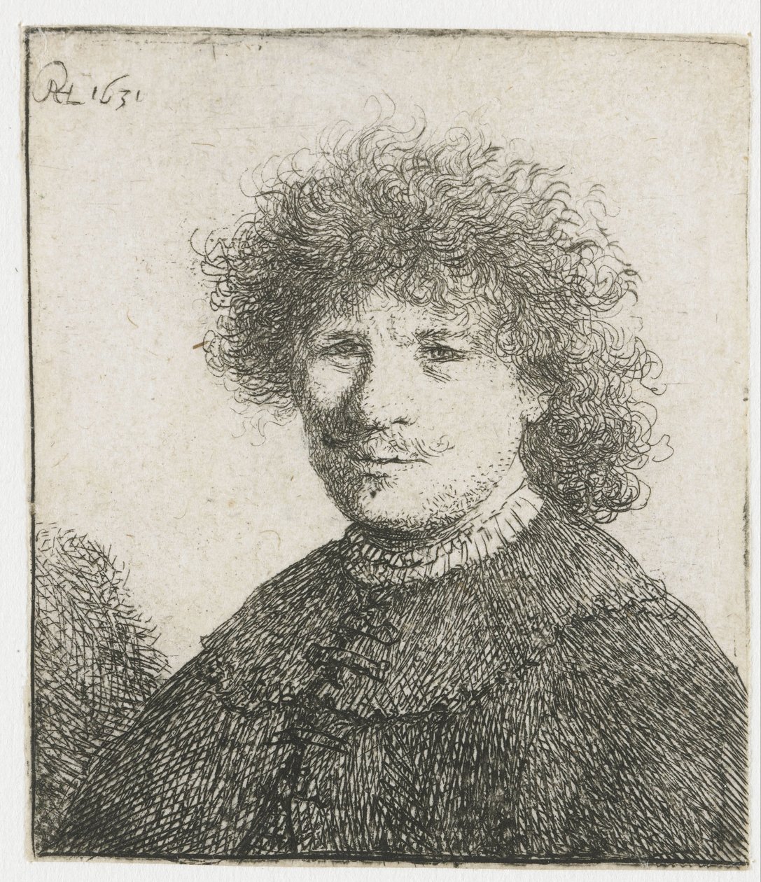 Autoportrét v plášti s padacím límcem: poprsí od Rembrandt van Rijn
