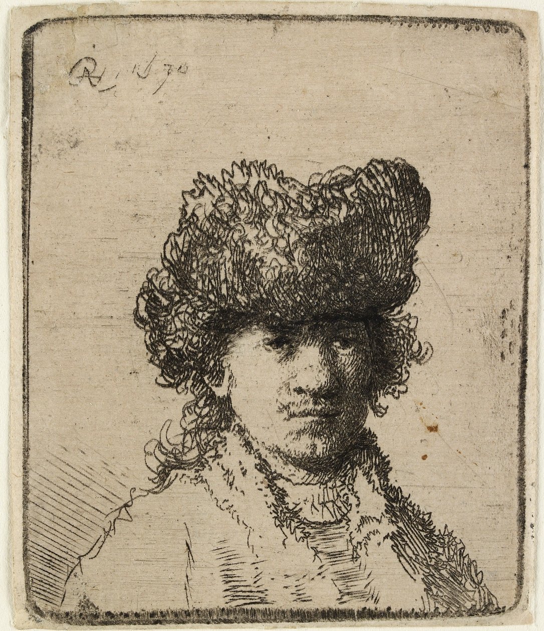 Autoportrét v kožešinové čepici: poprsí, 1630. od Rembrandt van Rijn