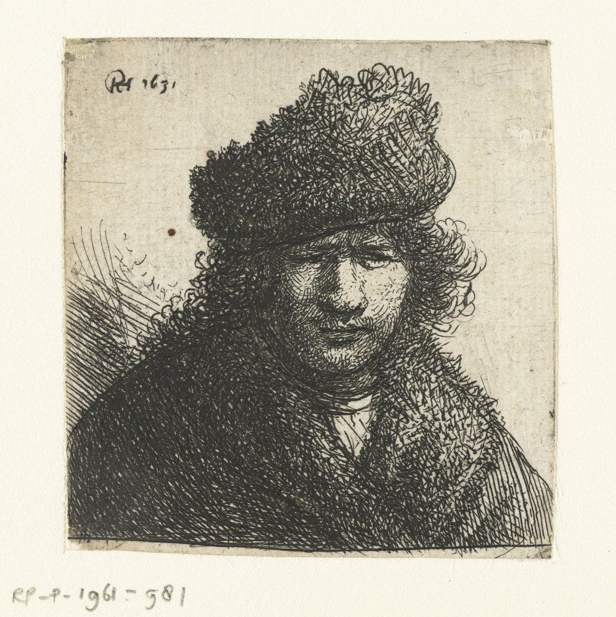 Autoportrét v šikmé kožešinové čepici: poprsí od Rembrandt van Rijn