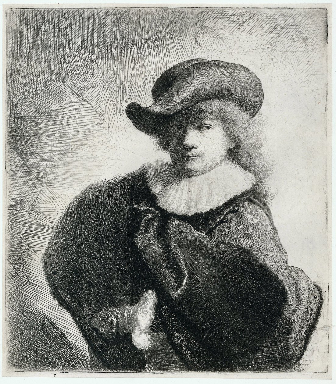 Autoportrét v měkkém klobouku a vyšívaném plášti, 1631. od Rembrandt van Rijn