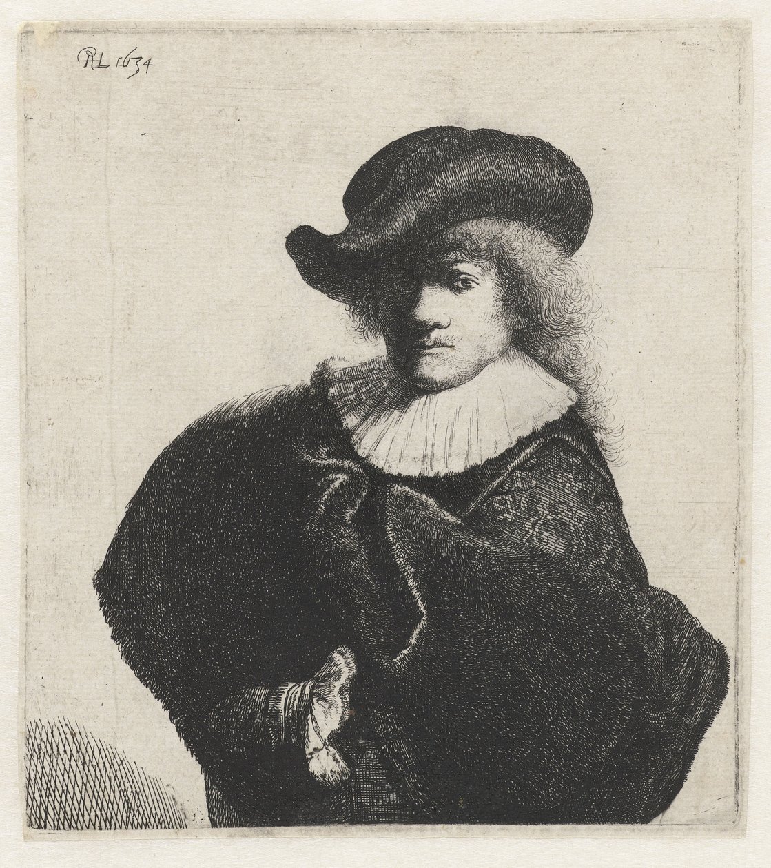 Autoportrét v měkkém klobouku a vyšívaném plášti, 1634. od Rembrandt van Rijn