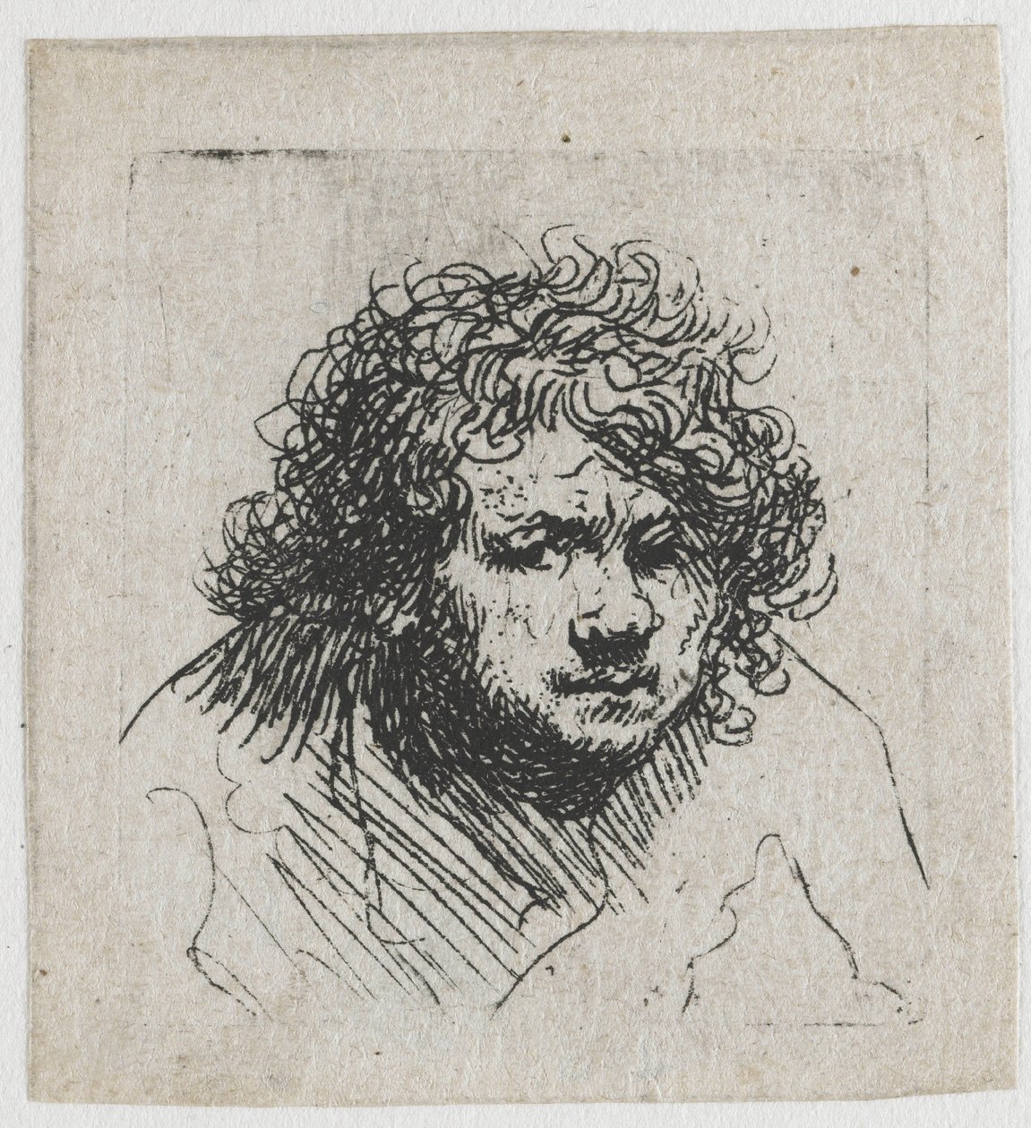 Autoportrét s předkloněnou hlavou: poprsí od Rembrandt van Rijn