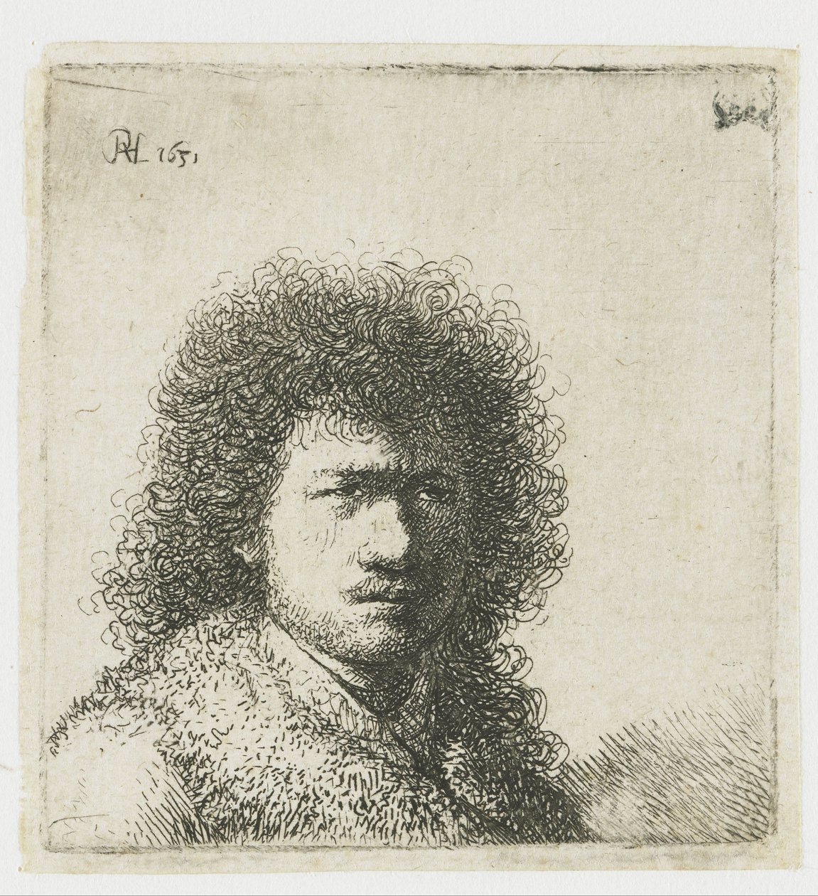 Autoportrét s huňatými vlasy: poprsí od Rembrandt van Rijn