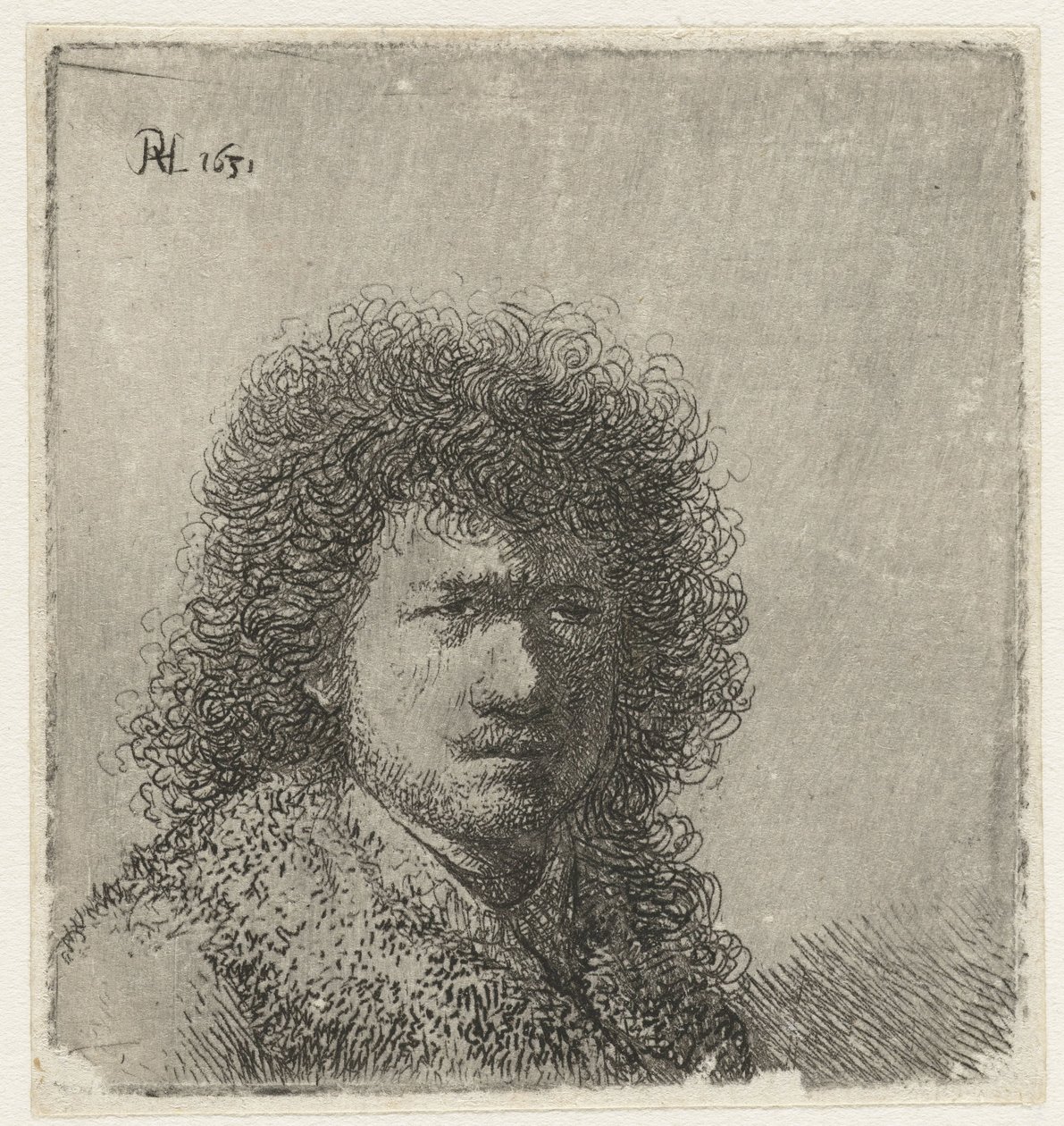Autoportrét s huňatými vlasy: poprsí od Rembrandt van Rijn