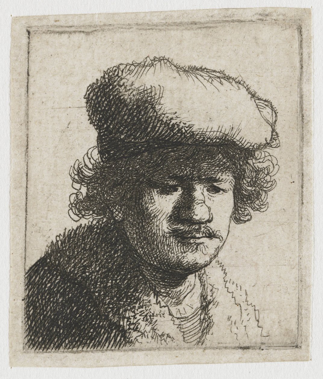 Autoportrét s čepicí nasunutou dopředu od Rembrandt van Rijn