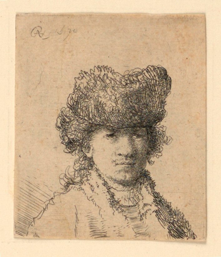 Autoportrét v kožešinové čepici: Poprsí od Rembrandt van Rijn