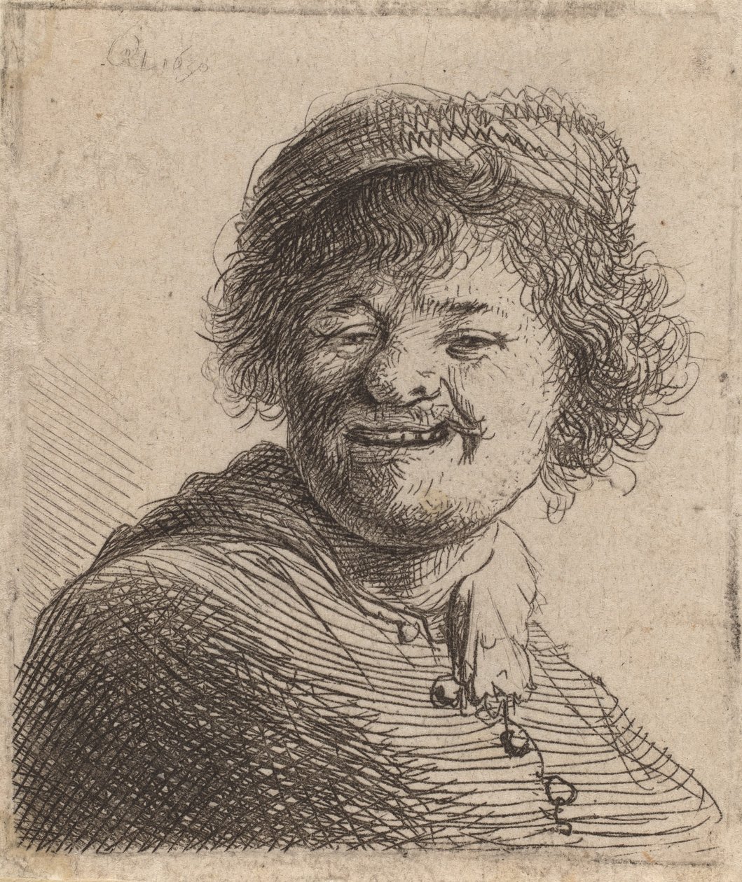 Autoportrét v čepici Laughing, 1630 od Rembrandt van Rijn