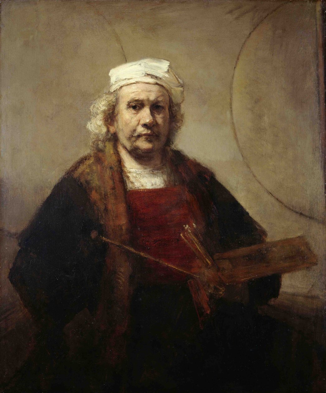 Autoportrét se dvěma kruhy, cca 1665-1669 od Rembrandt van Rijn