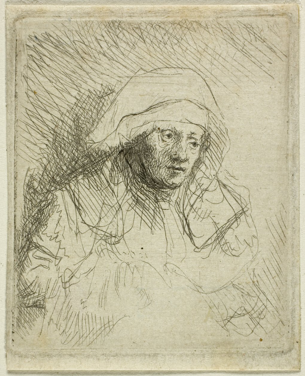 Nemocná žena s velkou bílou čelenkou (Saskia) od Rembrandt van Rijn