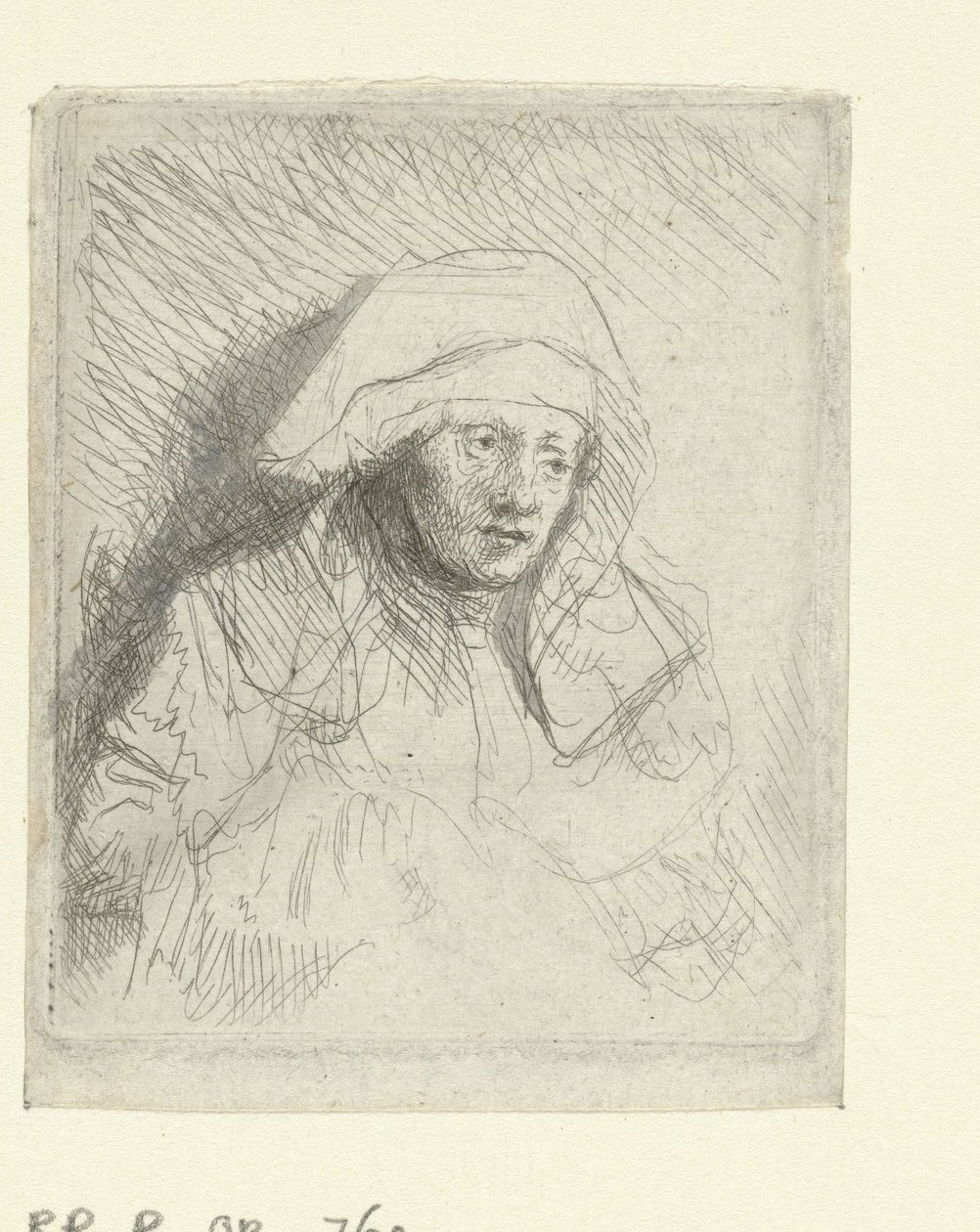 Nemocná žena s velkou bílou čelenkou (Saskia) od Rembrandt van Rijn