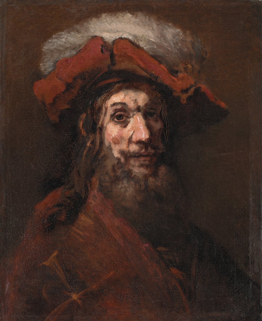 Skica pro Rytíře se sokolem, známého jako „Křižák“ od Rembrandt van Rijn