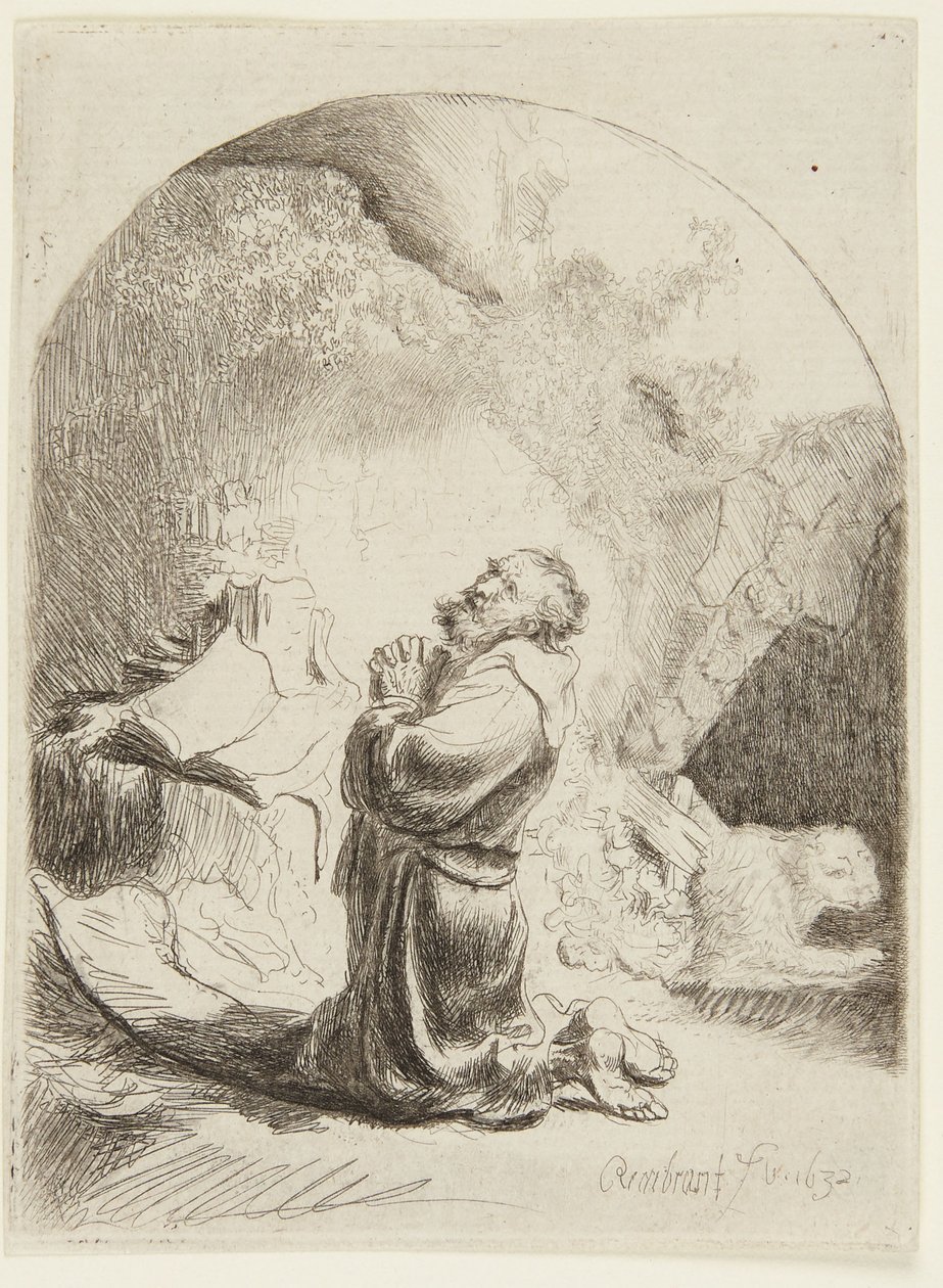 Svatý Jeroným v modlitbě od Rembrandt van Rijn