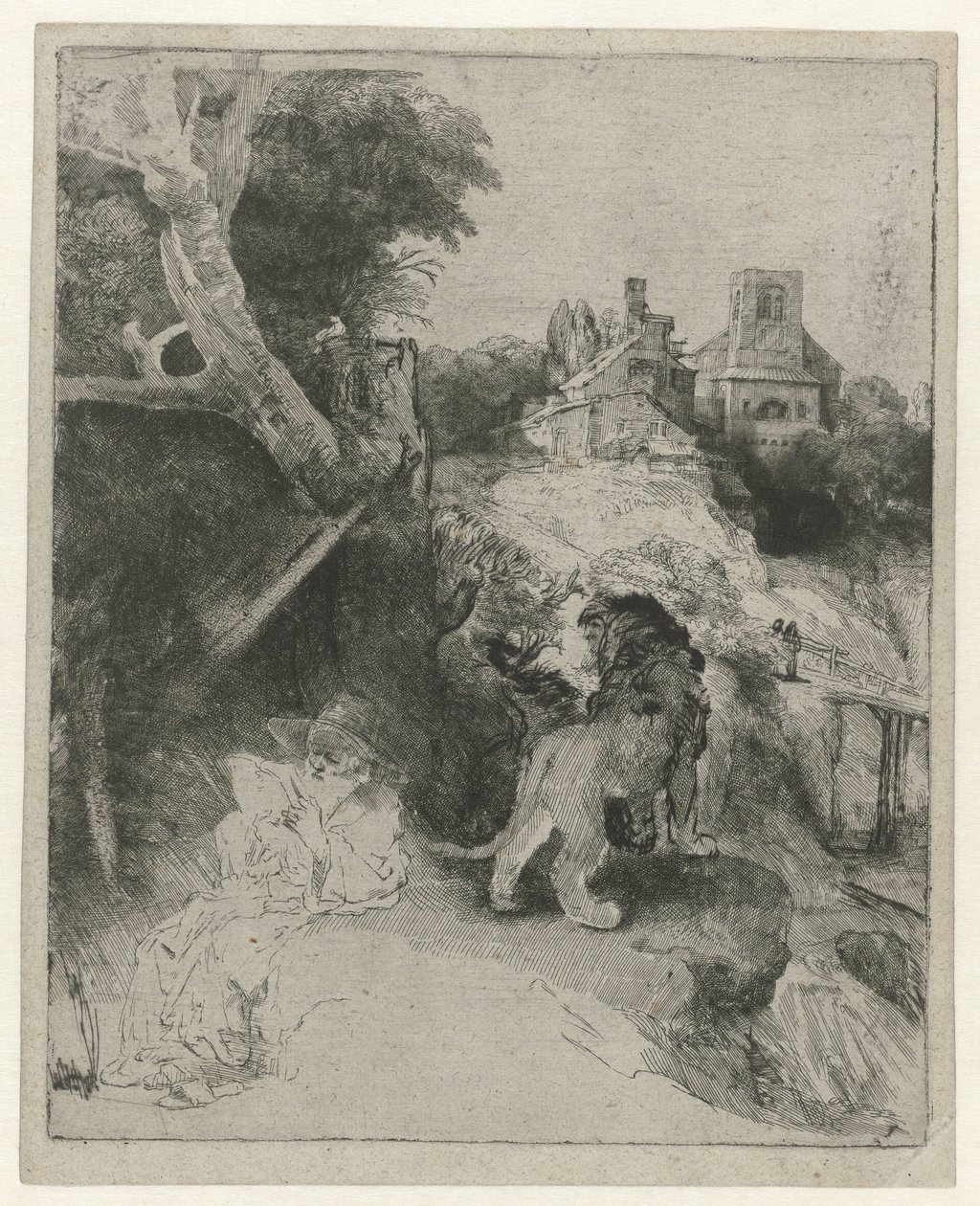Svatý Jeroným Čtení v italské krajině Svatý Jeroným čte v italské krajině od Rembrandt van Rijn