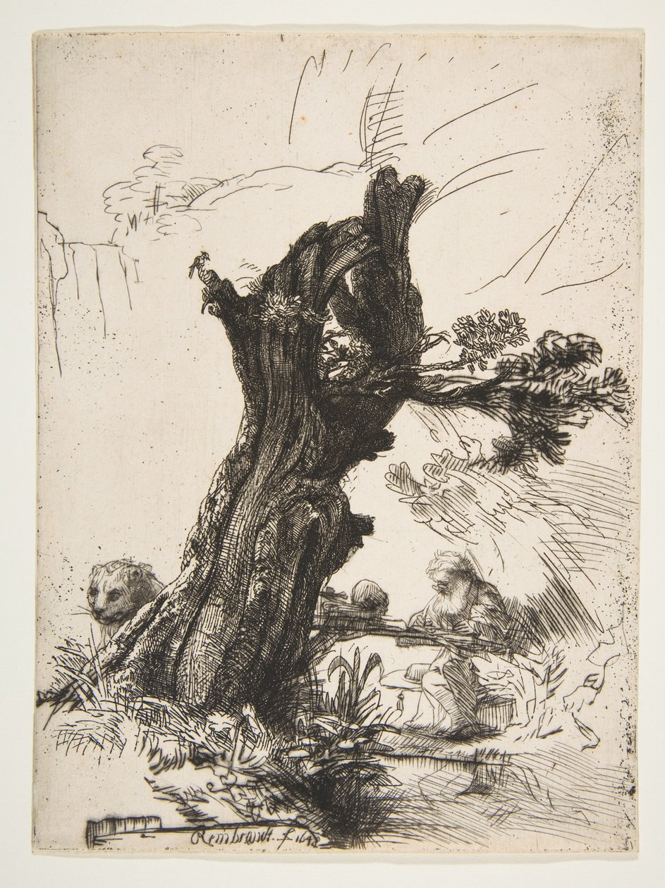 St. Jeroným vedle Pollard Willow, 1648. od Rembrandt van Rijn