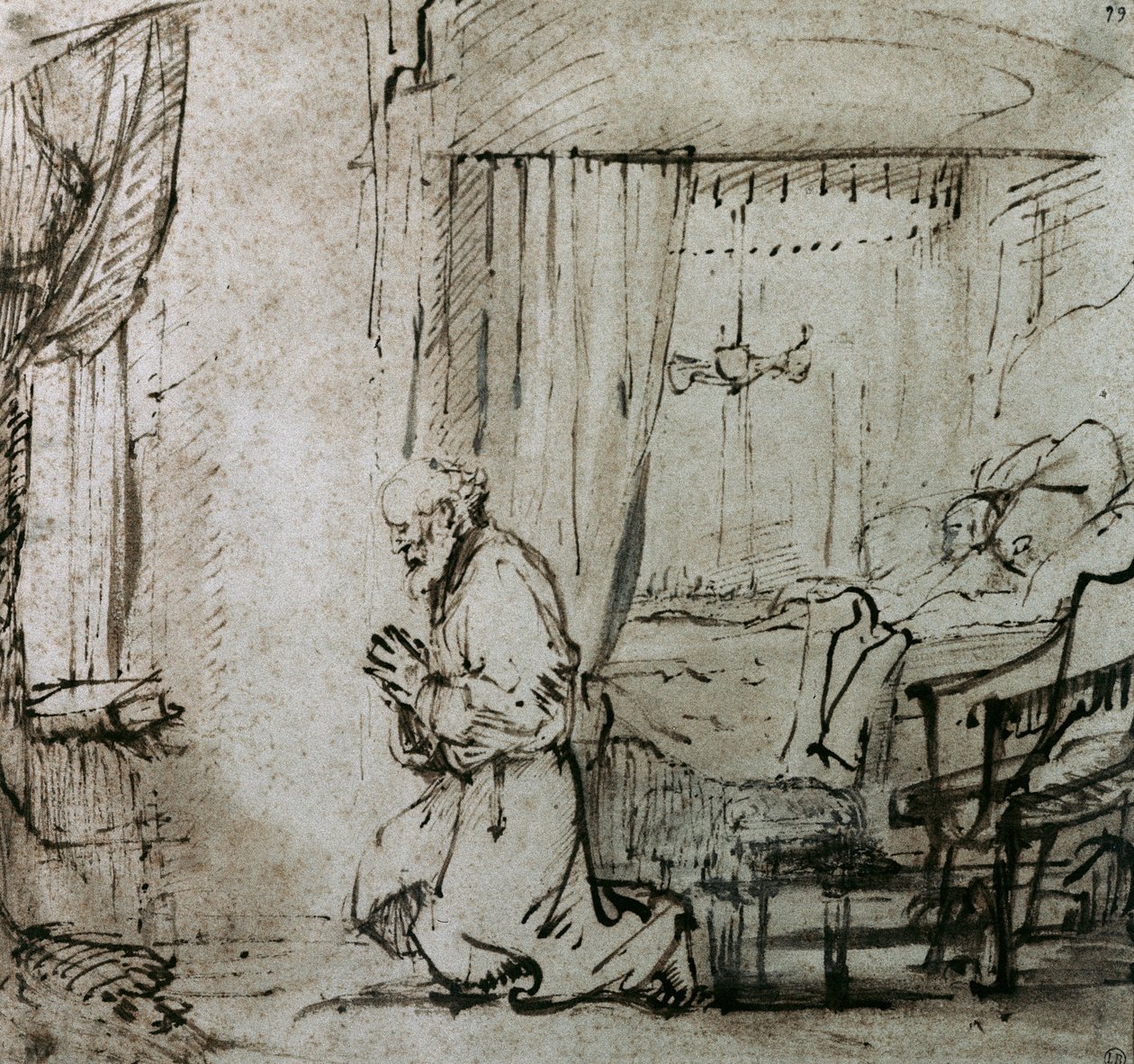 Modlitba svatého Petra před vzkříšením Tabithy, c.1654-55 od Rembrandt van Rijn