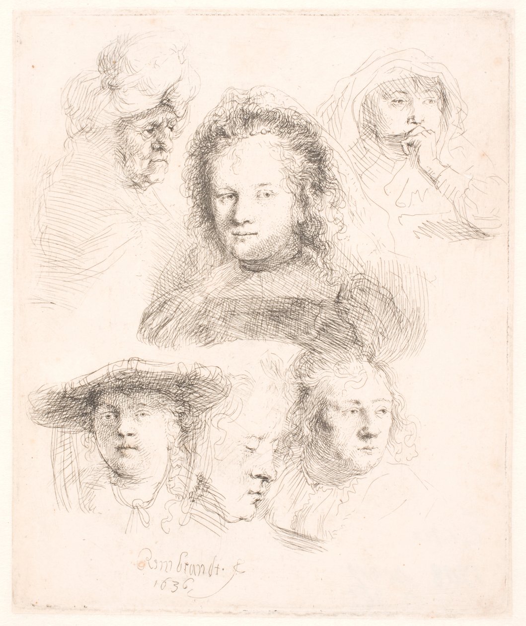 Studie vedoucí Saskie a dalších od Rembrandt van Rijn