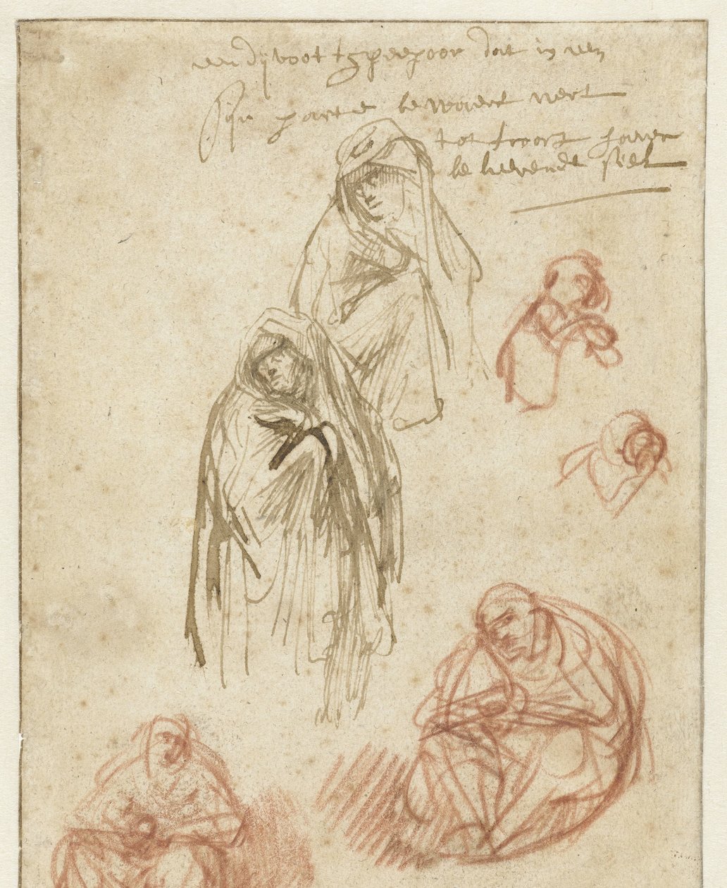 Studie truchlící Magdaleny a Panny od Rembrandt van Rijn