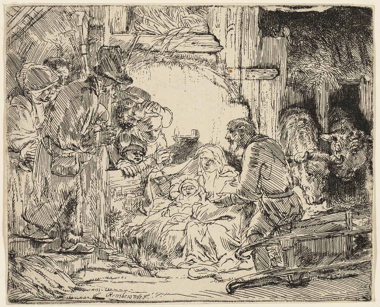Klanění pastýřů: S lampou od Rembrandt van Rijn