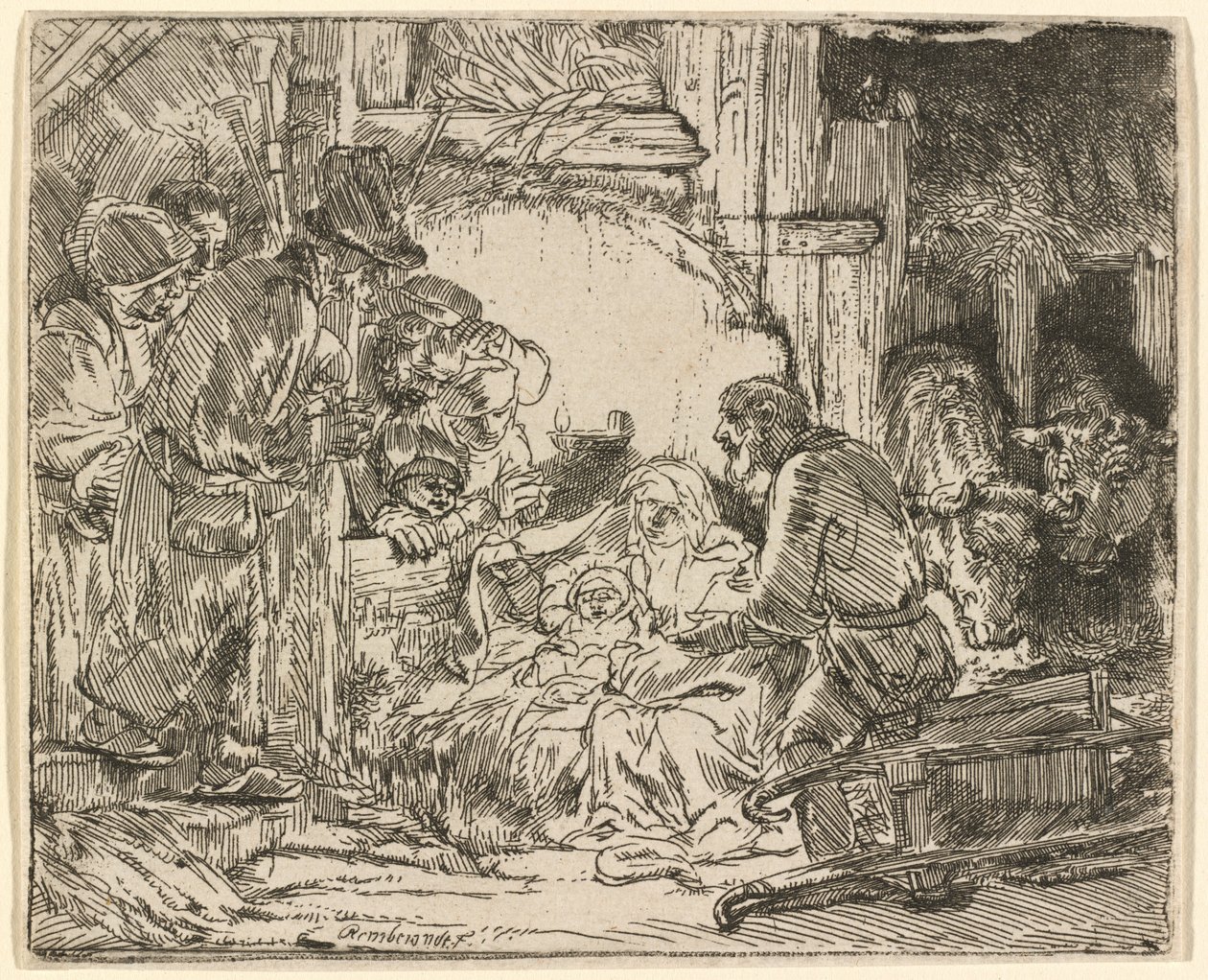 Klanění pastýřů: s lampou od Rembrandt van Rijn