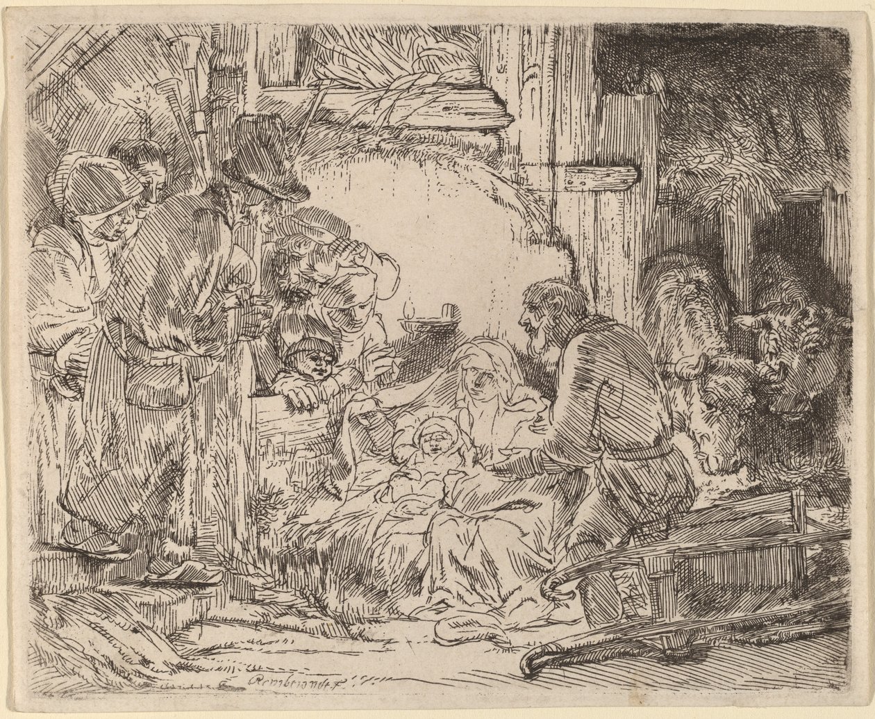 Klanění pastýřů: s lampou od Rembrandt van Rijn