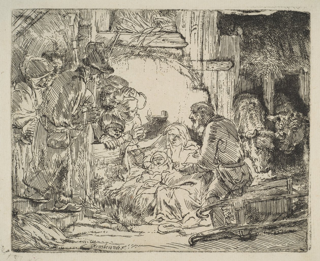 Klanění pastýřů, s lampou, ca. 1654. od Rembrandt van Rijn