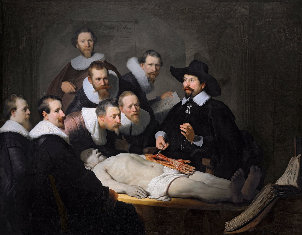 Lekce anatomie Dr. Nicolaese Tulpa, 1632 od Rembrandt van Rijn