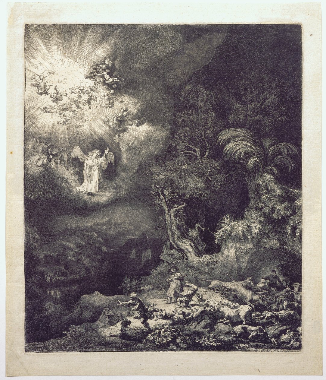 Anděl, který se zjevil pastýřům od Rembrandt van Rijn
