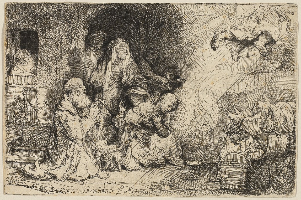 Anděl odcházející z Tobiášovy rodiny od Rembrandt van Rijn