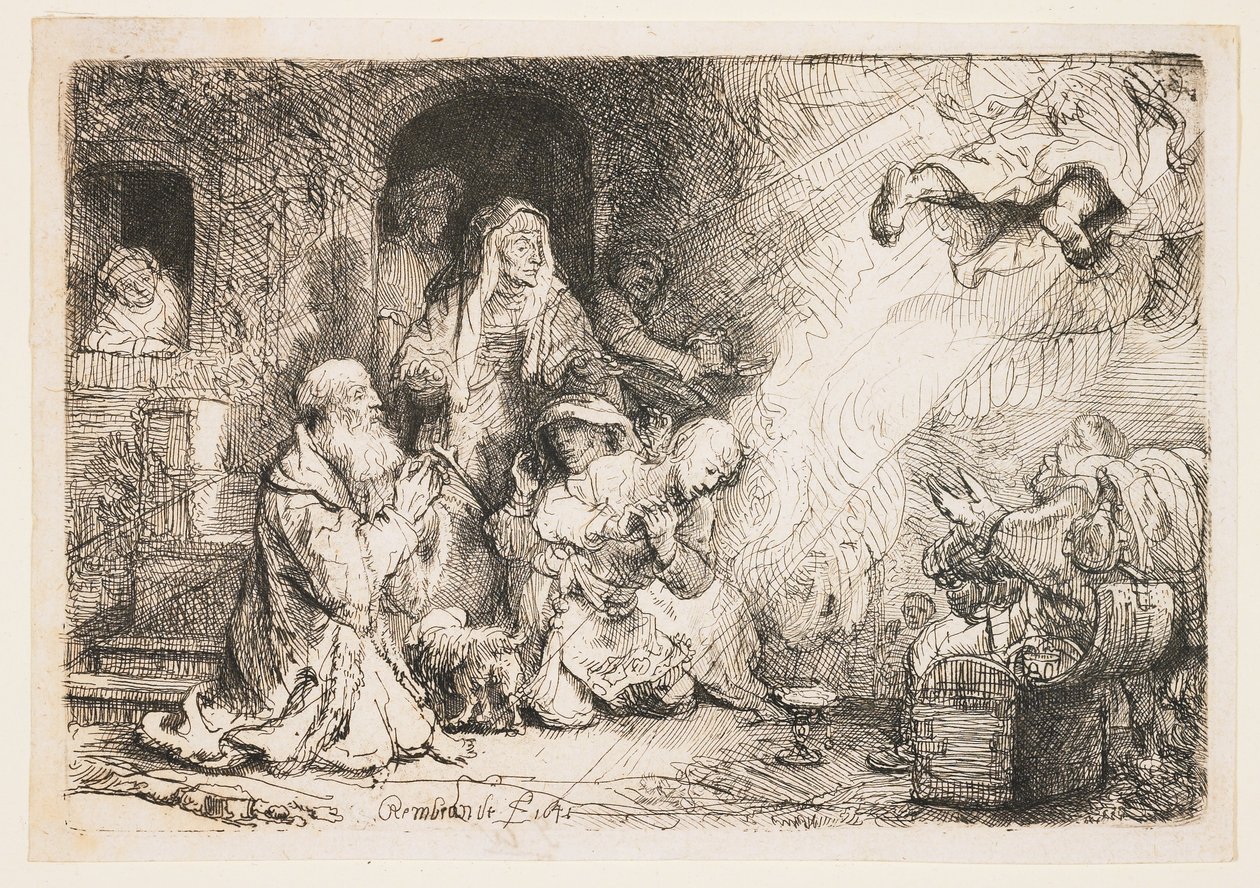 Anděl odcházející z Tobiášovy rodiny od Rembrandt van Rijn