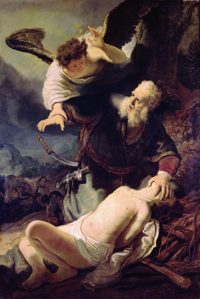 Anděl, který brání Abrahamovi obětovat Izáka, 1636 od Rembrandt van Rijn