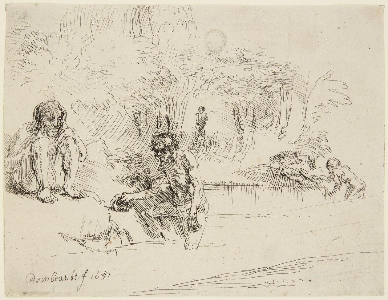 Koupající se ženy (Bartsch 195; Hind 250 II) od Rembrandt van Rijn