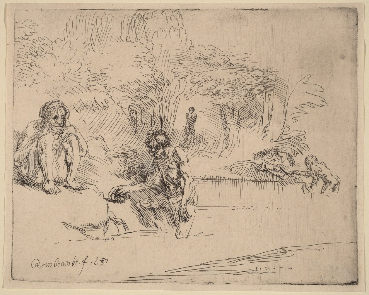 Koupající se od Rembrandt van Rijn