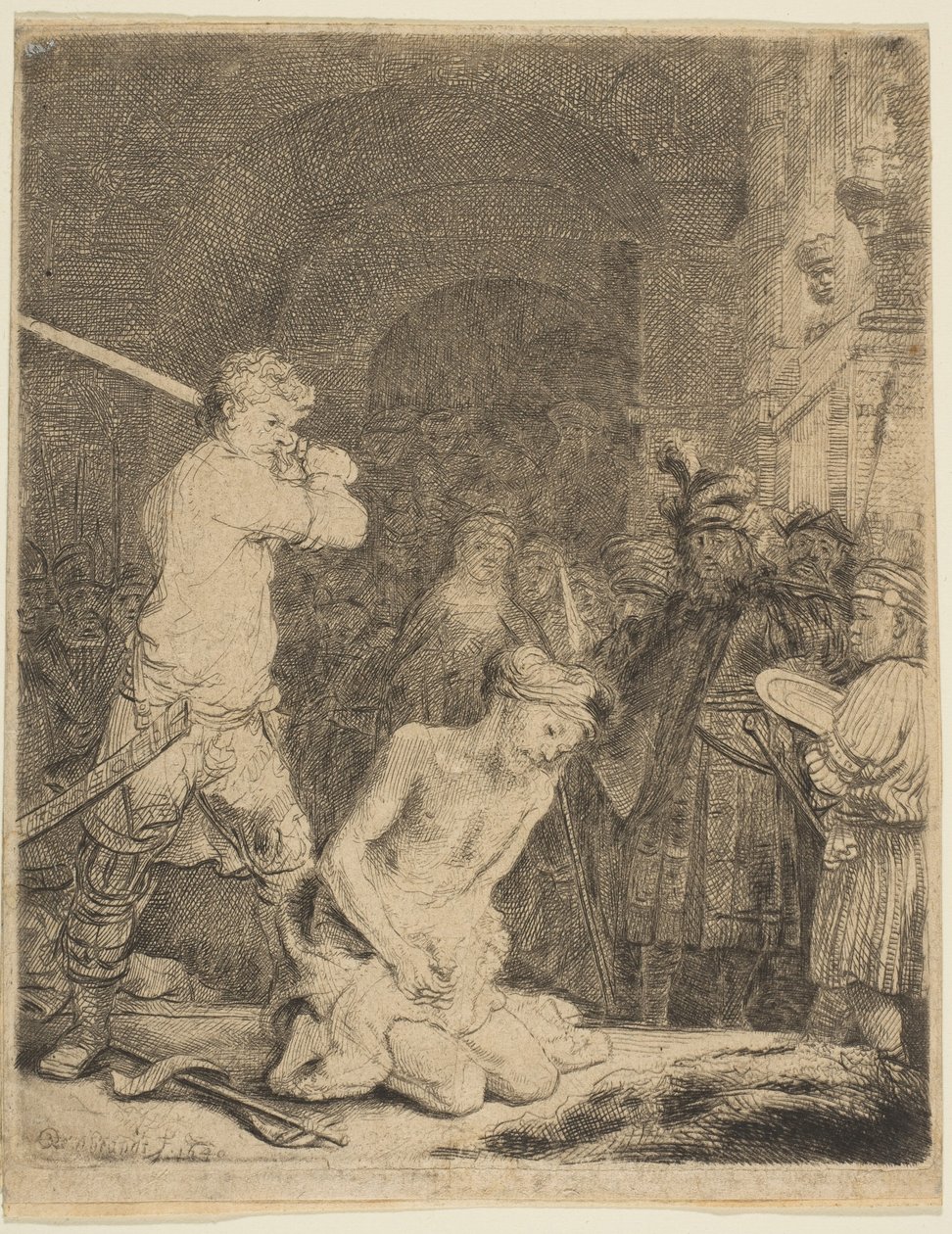 Stětí Jana Křtitele. od Rembrandt van Rijn