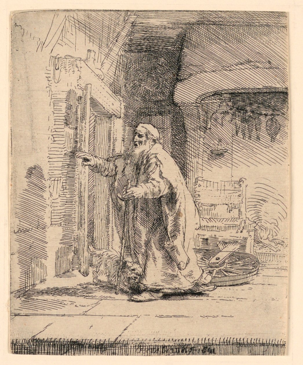 Tobitova slepota: Větší talíř od Rembrandt van Rijn
