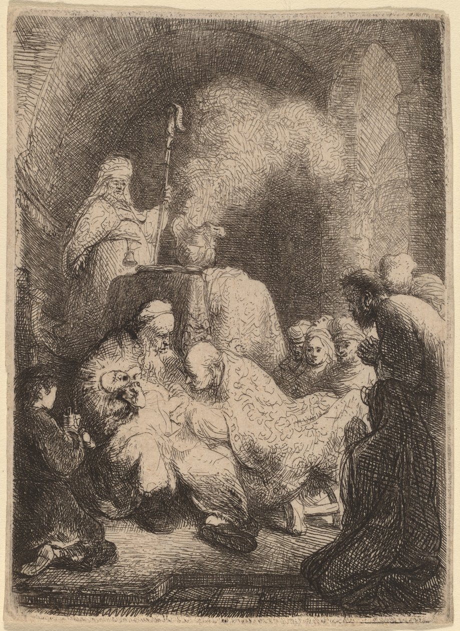 Obřízka: Malý talíř od Rembrandt van Rijn