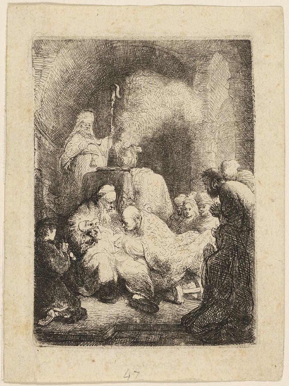 Obřízka: Malý talíř od Rembrandt van Rijn