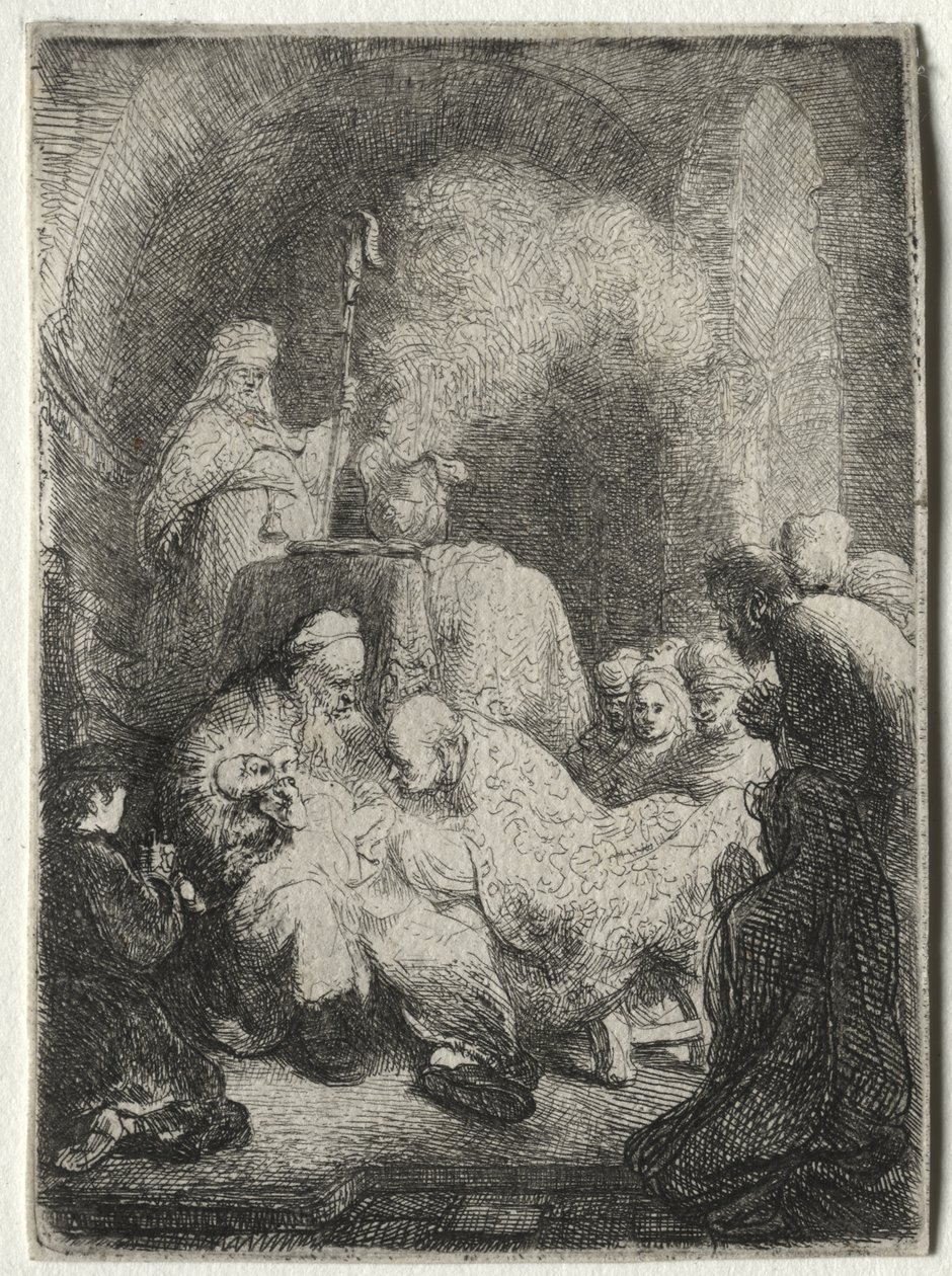 Obřízka: Malý talíř od Rembrandt van Rijn