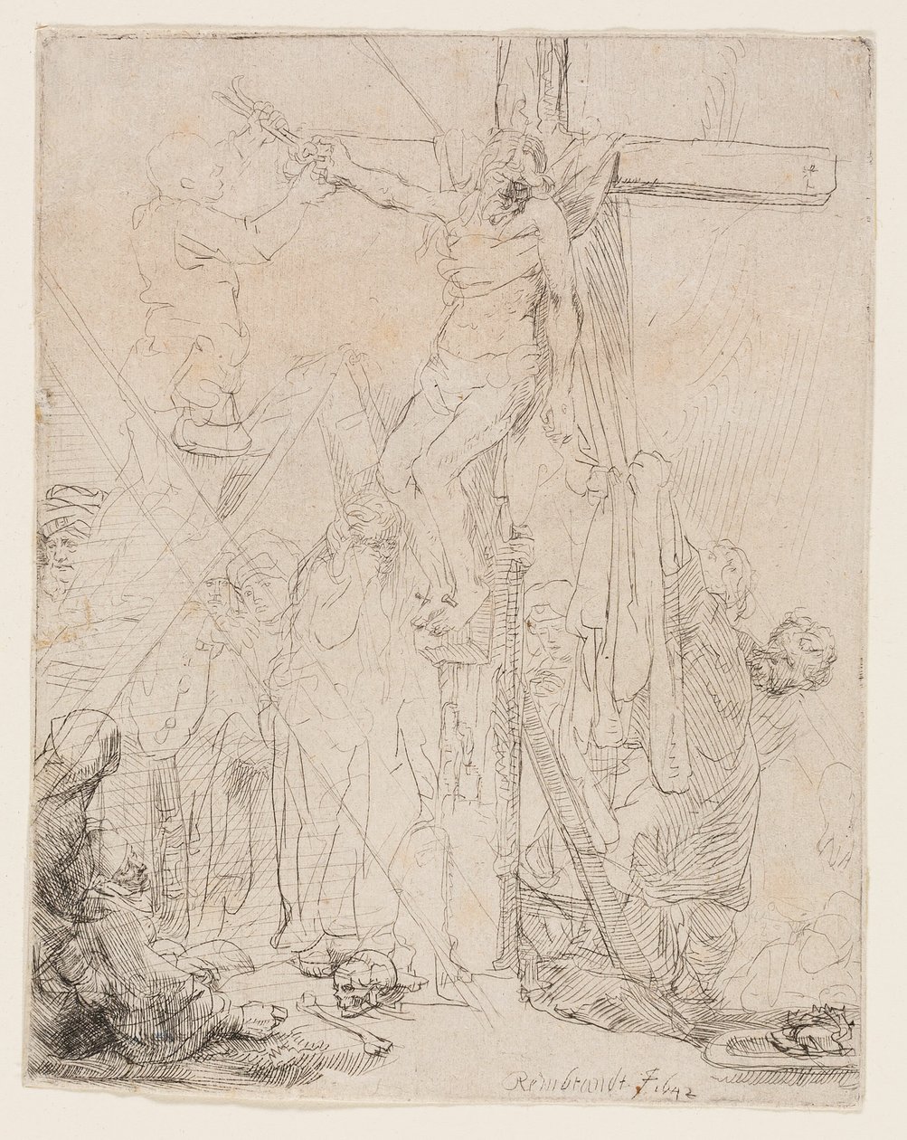 Sestup z kříže: Náčrt od Rembrandt van Rijn